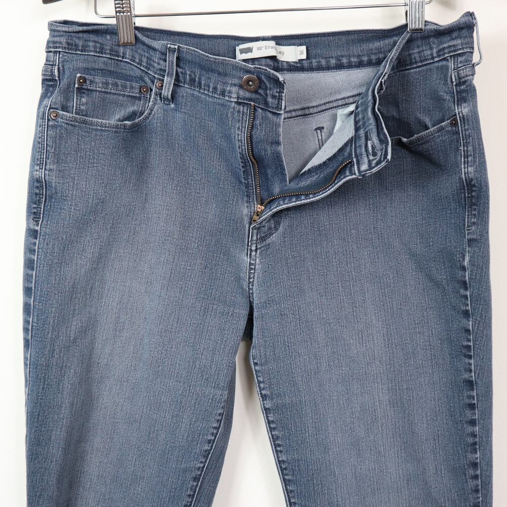 Levi's Size 16 505 Straight Leg Jeans 33x32 Mid Rise Stretch Blue Wash - Picture 5 of 12